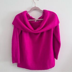 LOFT Vibrant Pink Cowl Neck Sweater